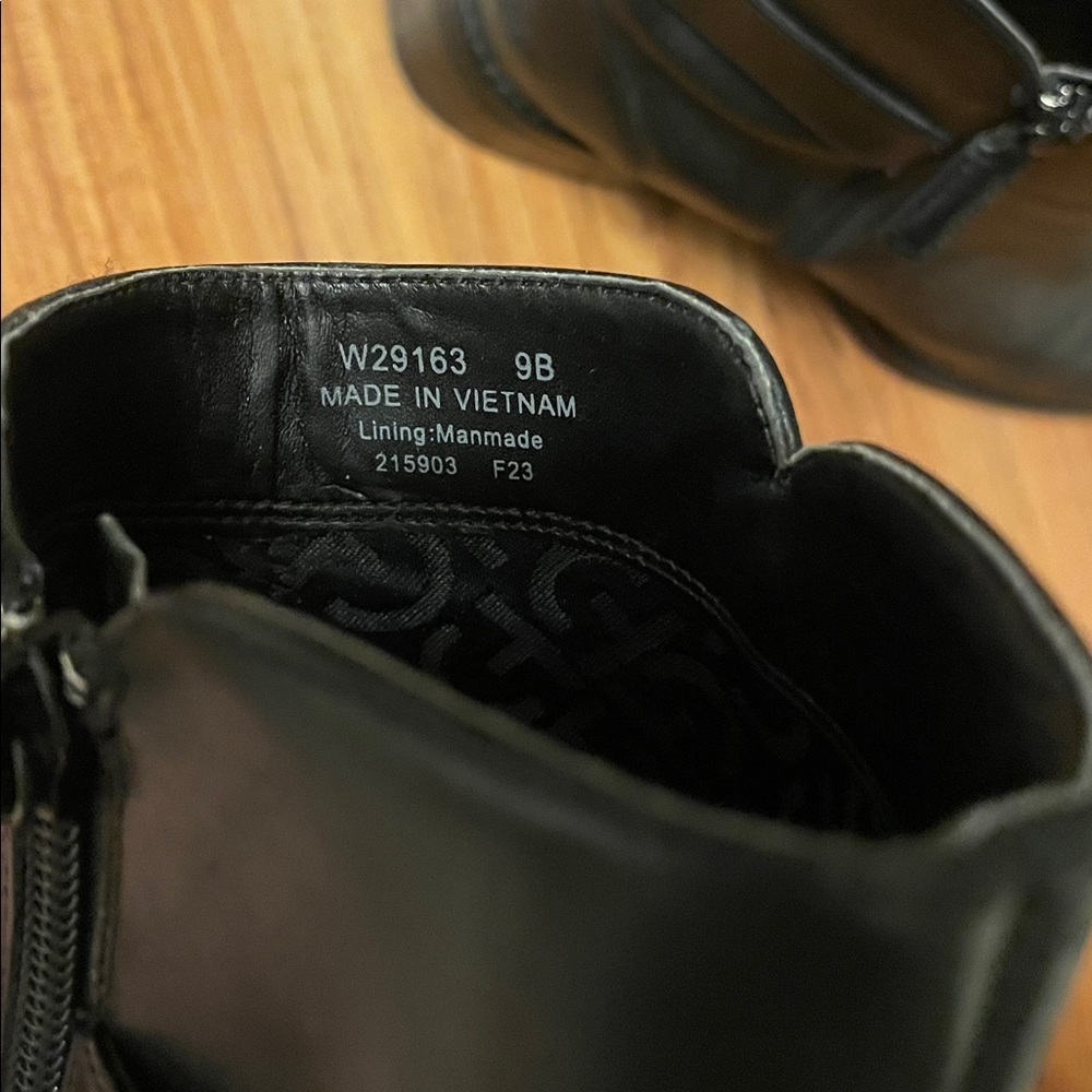 Cole Haan Black Leather Ankle Boots with Gold Buckle Detail - Picture 8 of 9